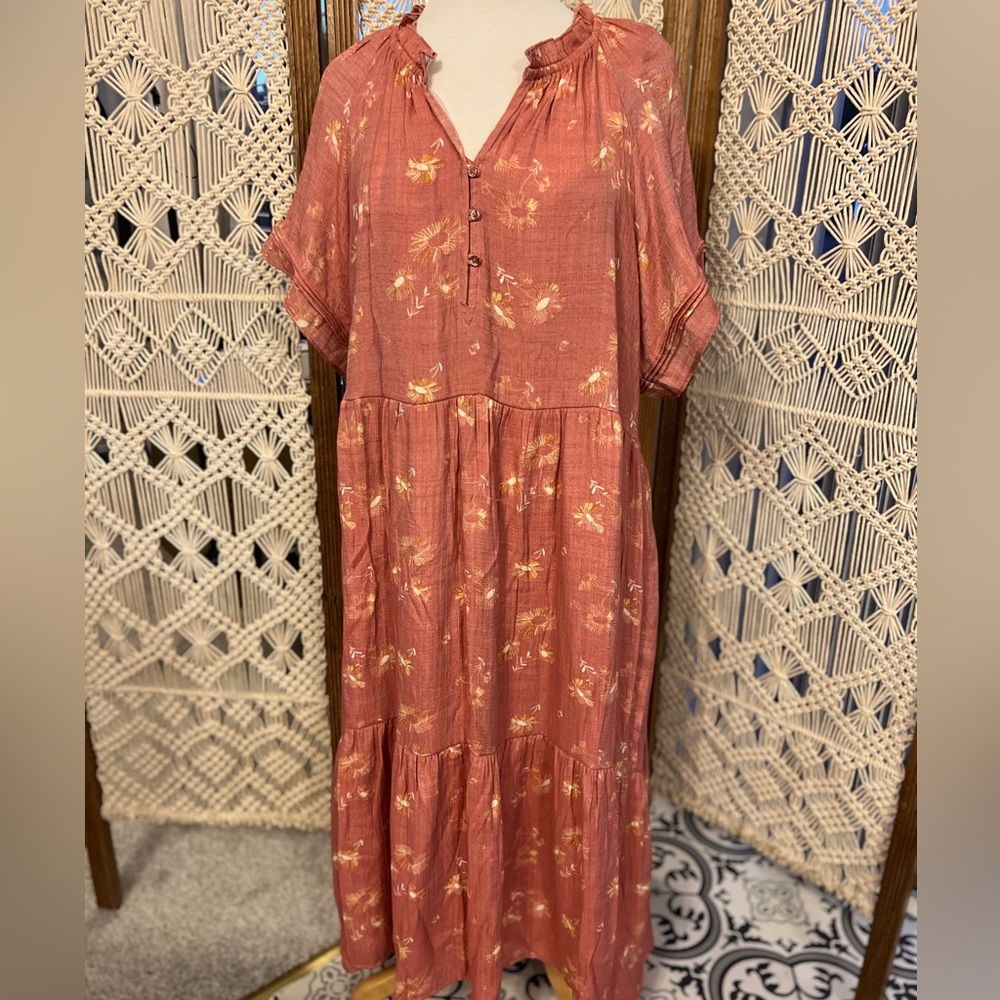 Wonderly Floral Tiered Button-Down Midi Maxi Dress